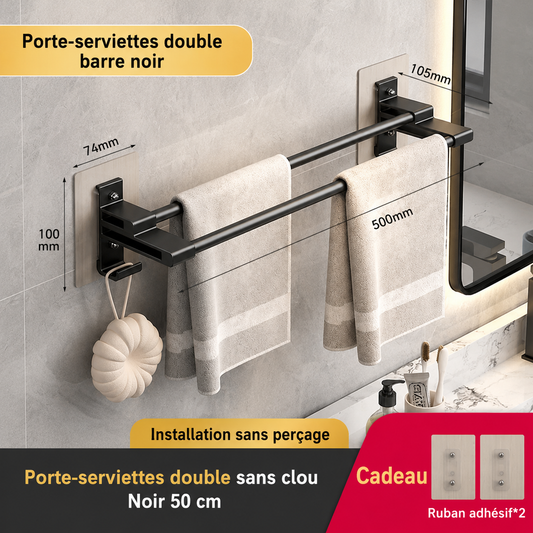 Porte-serviettes Noir Horizontal
