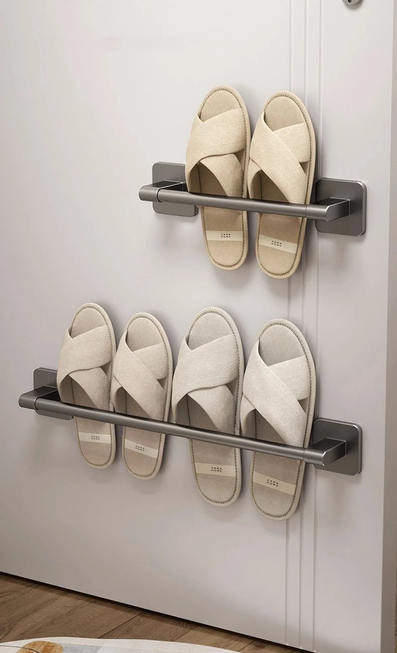 Porte-serviettes Noir avec Rangement Chaussons