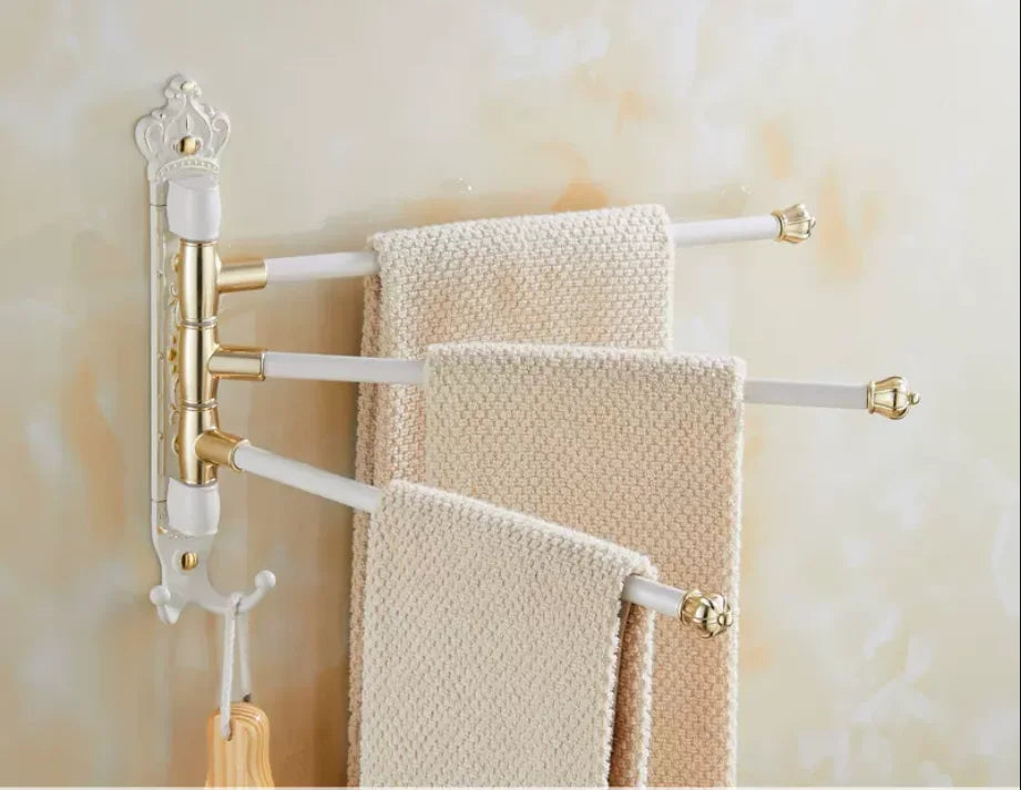 Porte-serviettes Pivotant en Blanc avec 3 Barres