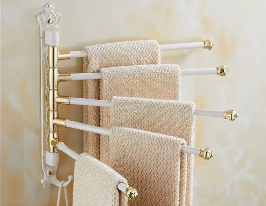 Porte-serviettes Pivotant en Blanc avec 5 Barres