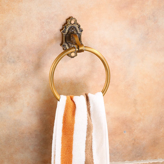 Porte-serviettes Rond Mural en Laiton Antique