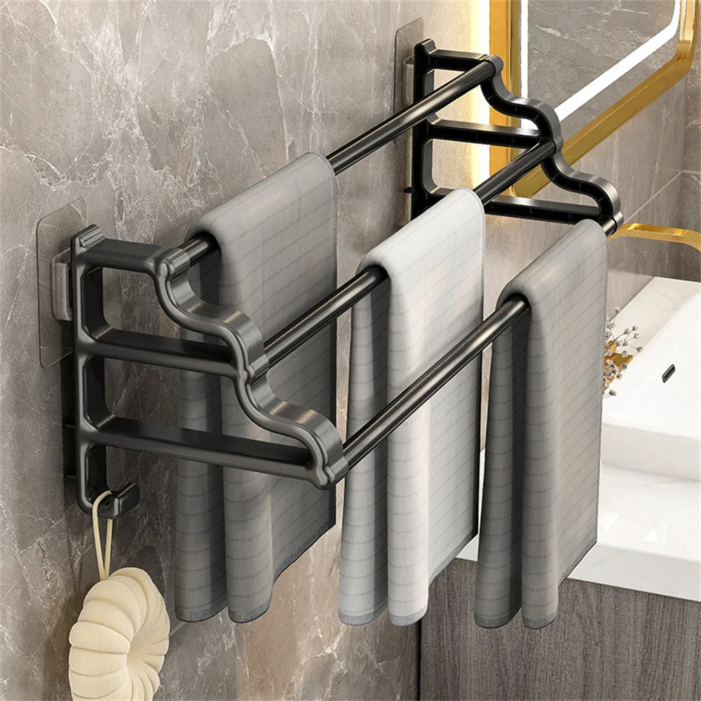 Porte-serviettes Sans Perçage Compact Trois Barres 50 cm
