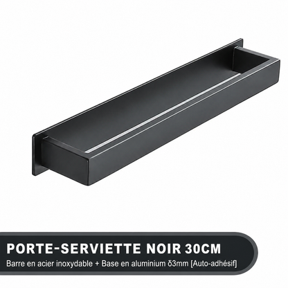 Porte-serviettes Sans Perçage Design 30 cm en Noir