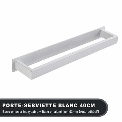 Porte-serviettes Sans Perçage Design 40 cm en Blanc