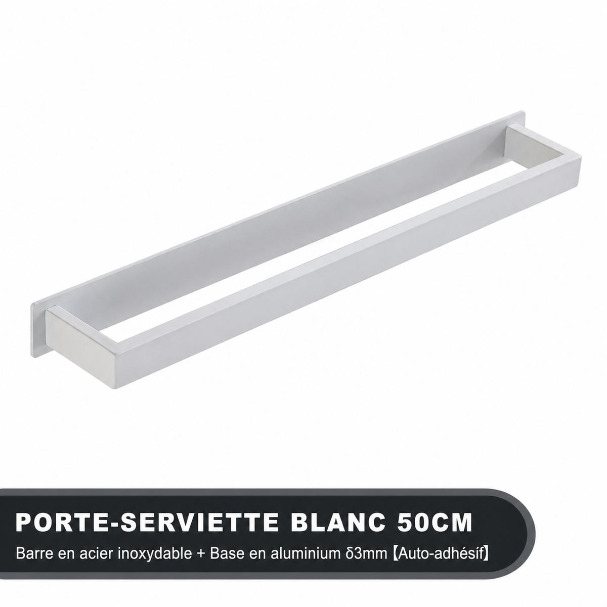 Porte-serviettes Sans Perçage Design 50 cm en Blanc