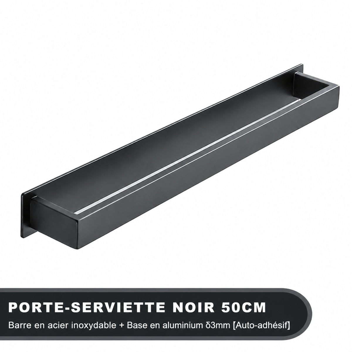 Porte-serviettes Sans Perçage Design 50 cm en Noir