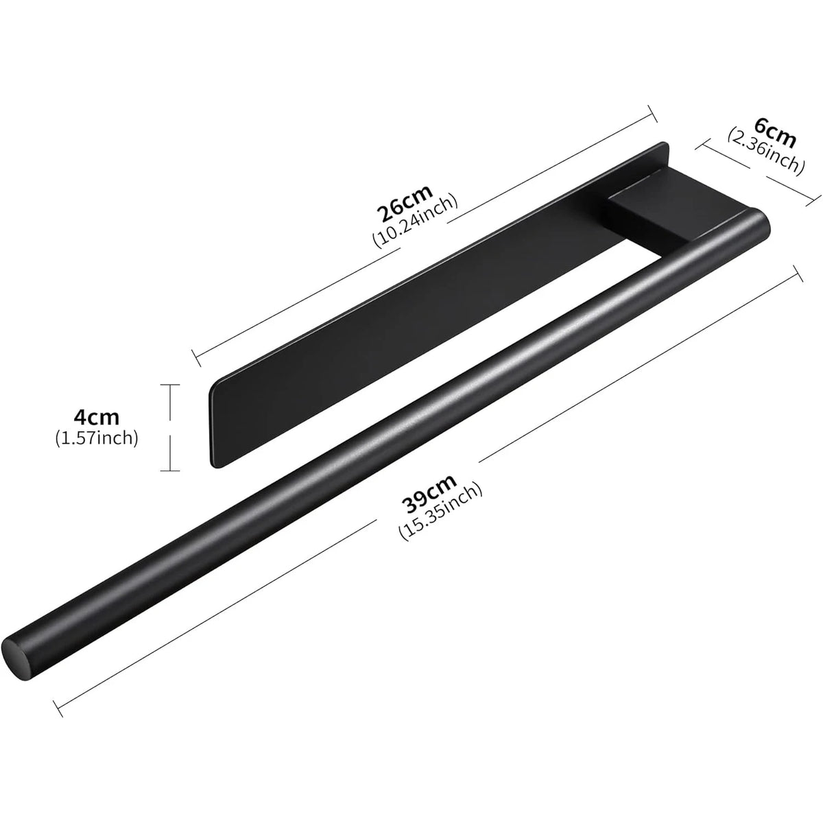 Porte-serviettes Sans Perçage Élégant avec 1 Barre en Noir