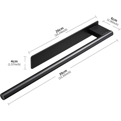 Porte-serviettes Sans Perçage Élégant avec 1 Barre en Noir