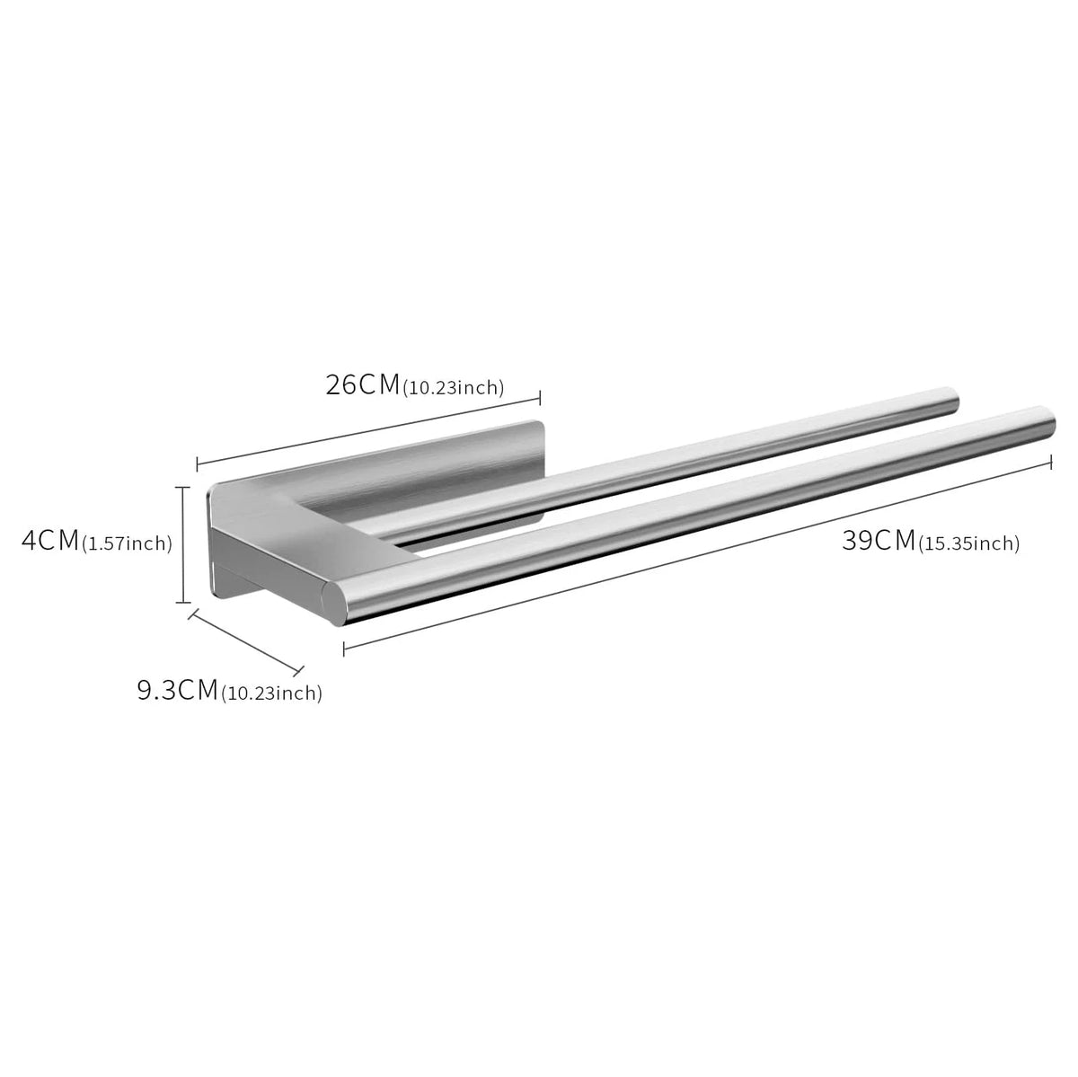 Porte-serviettes Sans Perçage Élégant avec 2 barres en Argent 