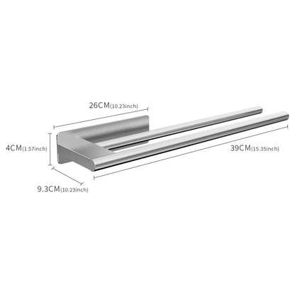 Porte-serviettes Sans Perçage Élégant avec 2 barres en Argent 