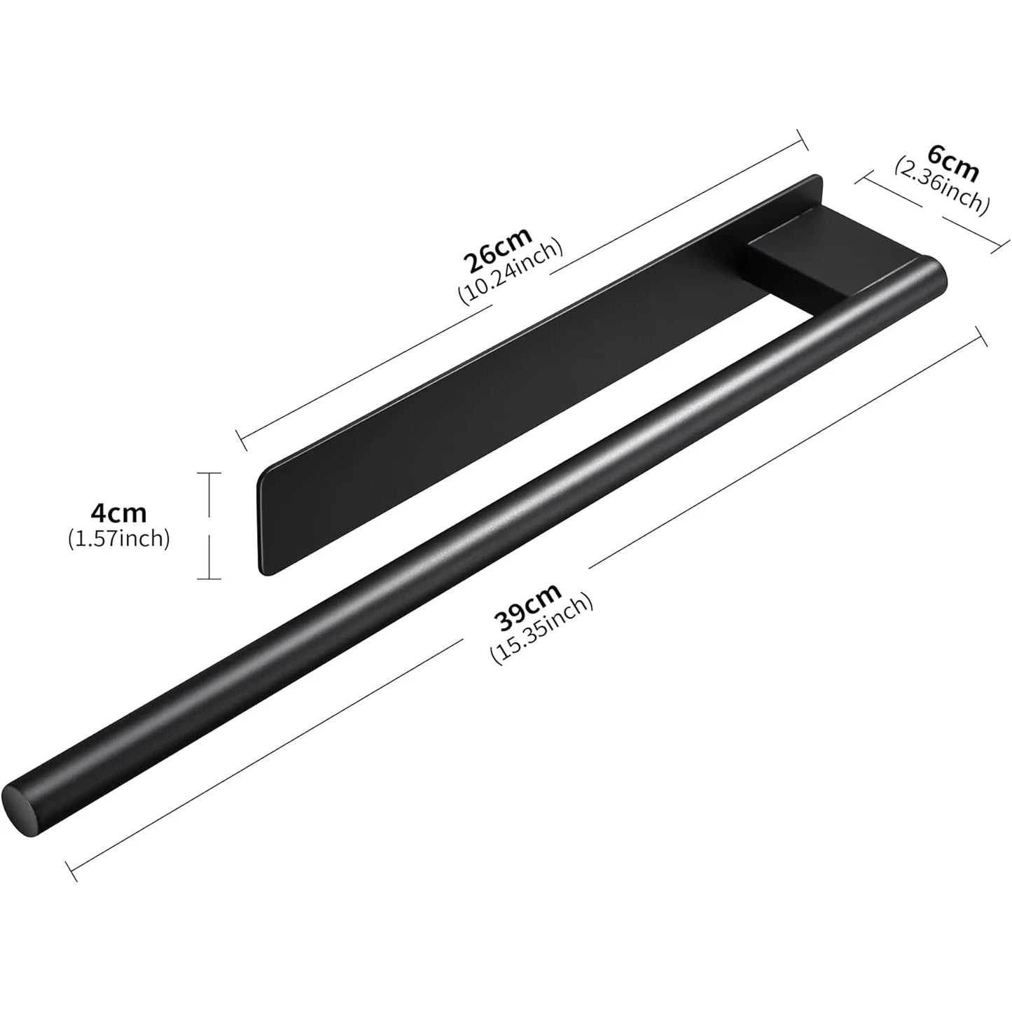Porte-serviettes Sans Perçage Élégant 1 Barre en Noir