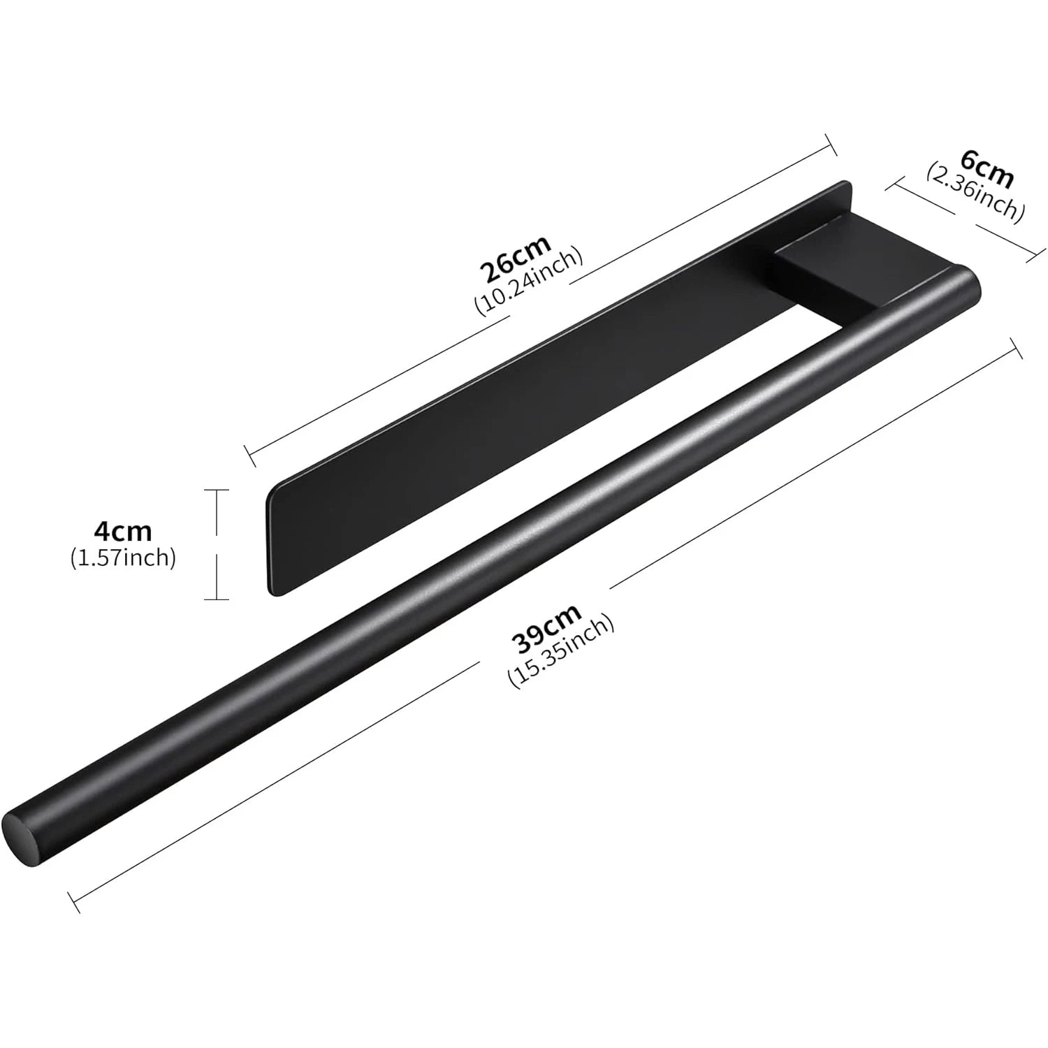 Porte-serviettes Sans Perçage Élégant 1 Barre en Noir