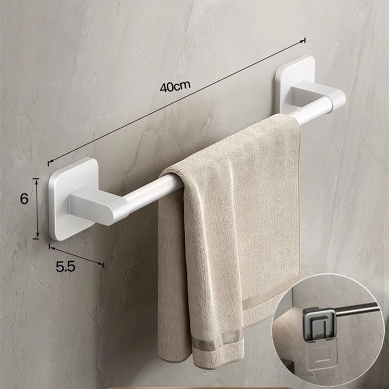 Porte-serviettes Sans Perçage Simple 40cm en Blanc