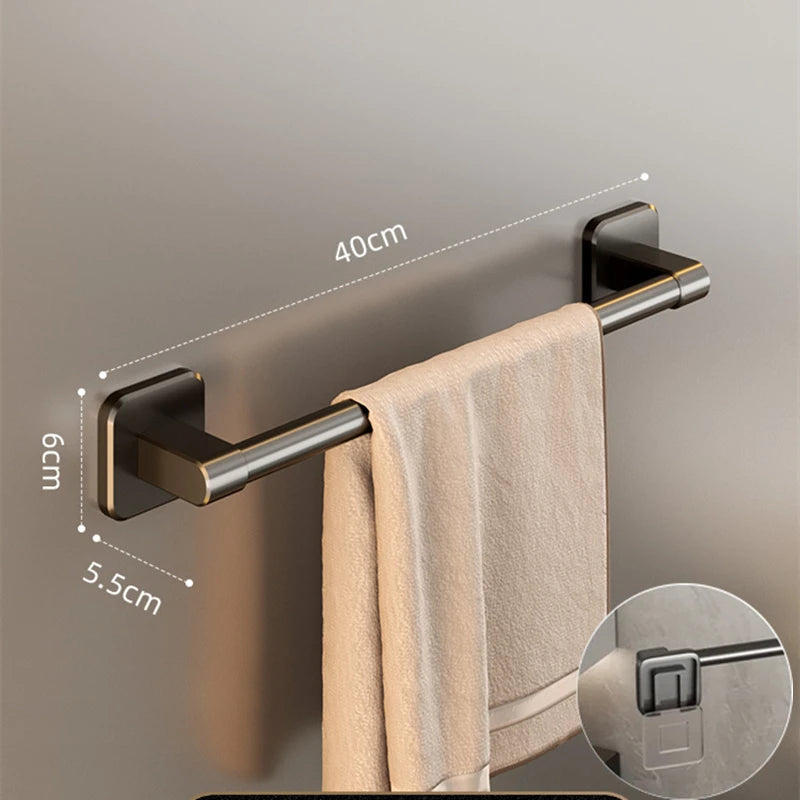 Porte-serviettes Sans Perçage Simple 40cm en Noir