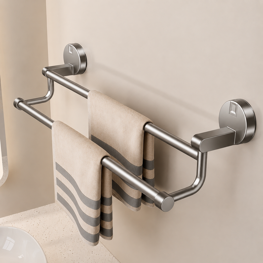 Porte-serviettes Sans Perçage avec Ventouse Double Barre