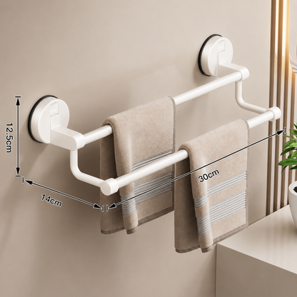 Porte-serviettes Sans Perçage avec Ventouse Double Barre 30cm en Blanc