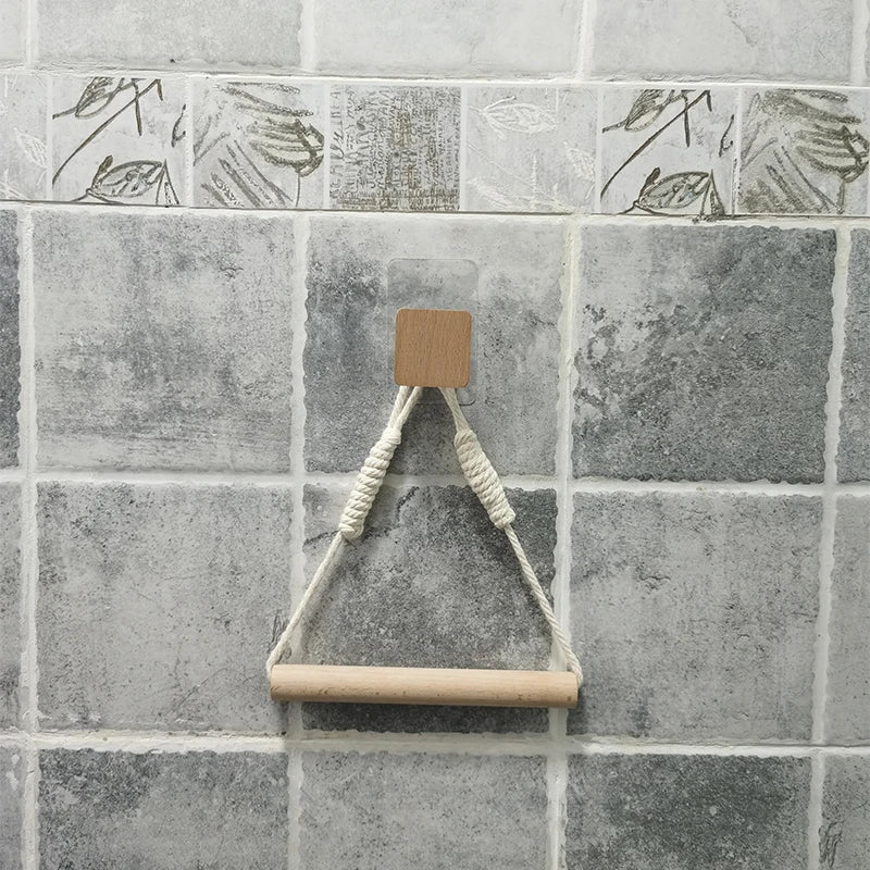 Porte-serviettes Simple en Bois Carré en Coton