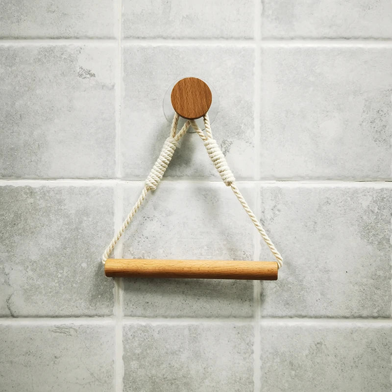 Porte-serviettes Simple en Bois Coton Rond