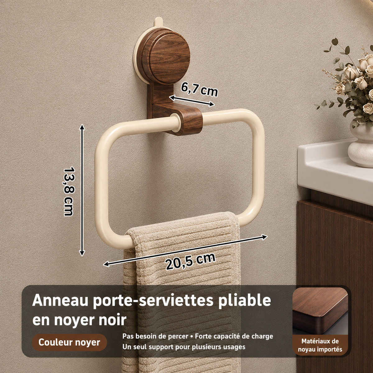 Porte-serviettes Vintage en Bois Couleur Blanc