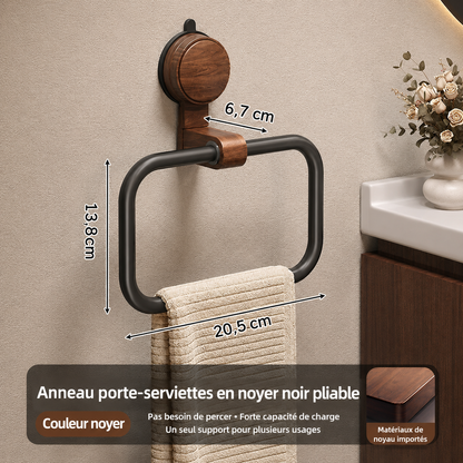 Porte-serviettes Vintage en Bois Couleur Noir