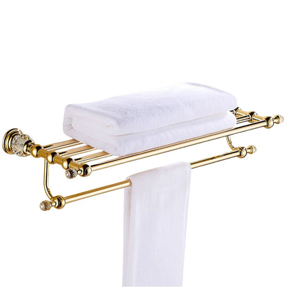 Porte-serviettes avec étagère Laiton en Doré