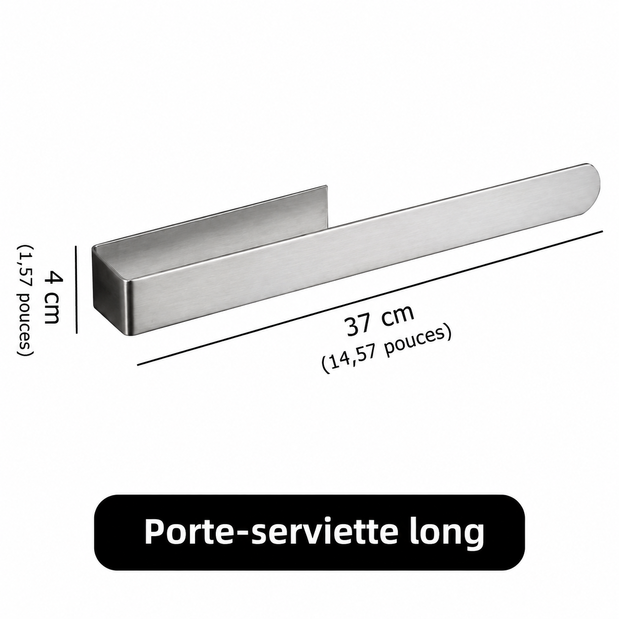 Porte-serviettes Acier Inoxydable Auto-Adhésif long en Argent
