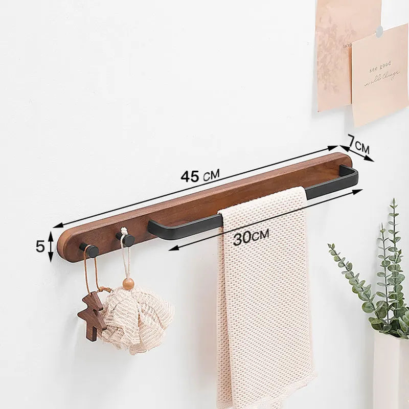Porte-serviettes en Bois Brûlé Rustique 45 cm