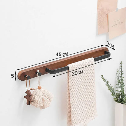 Porte-serviettes en Bois Brûlé Rustique 45 cm