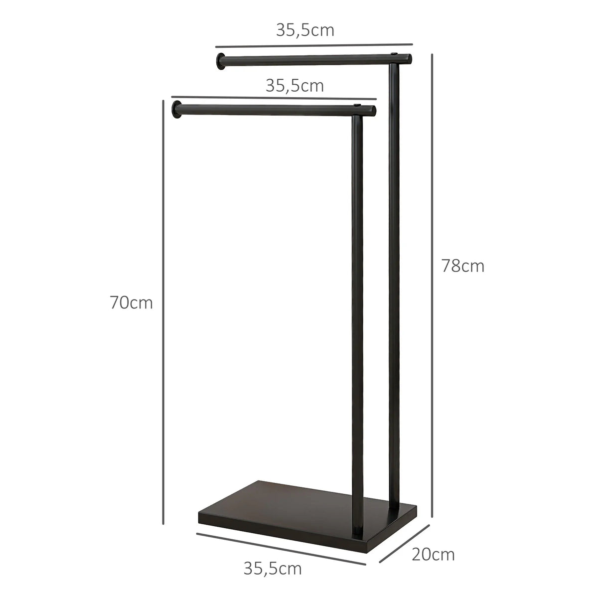 Porte-serviettes sur Pied en Acier Inoxydable Dimensions