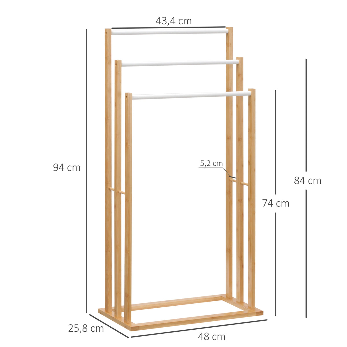 Porte-serviettes sur Pied en Bambou Dimensions