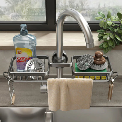 Porte Éponge Robinet Aluminium en Gris