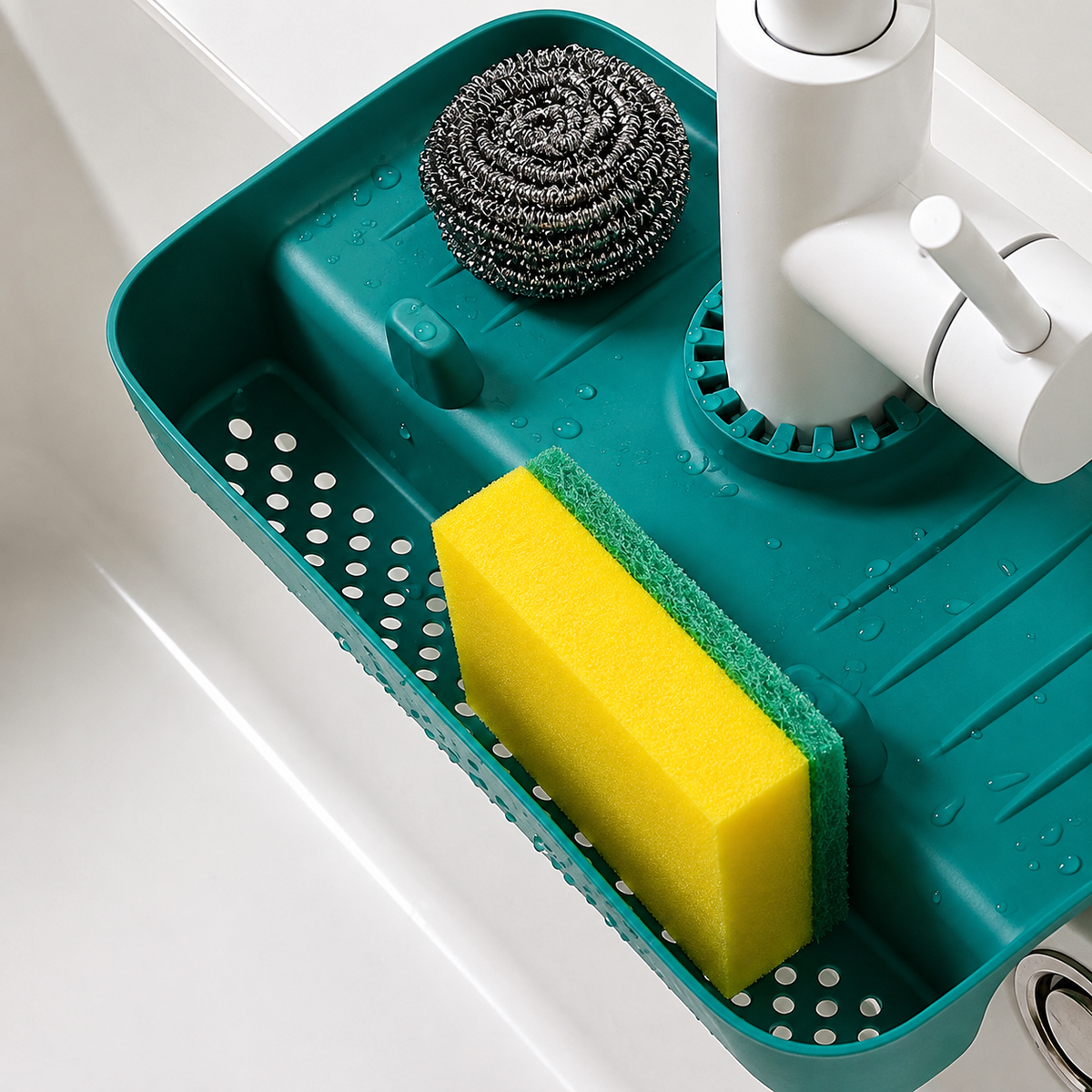 Porte Éponge Silicone Anti Éclaboussures en Vert