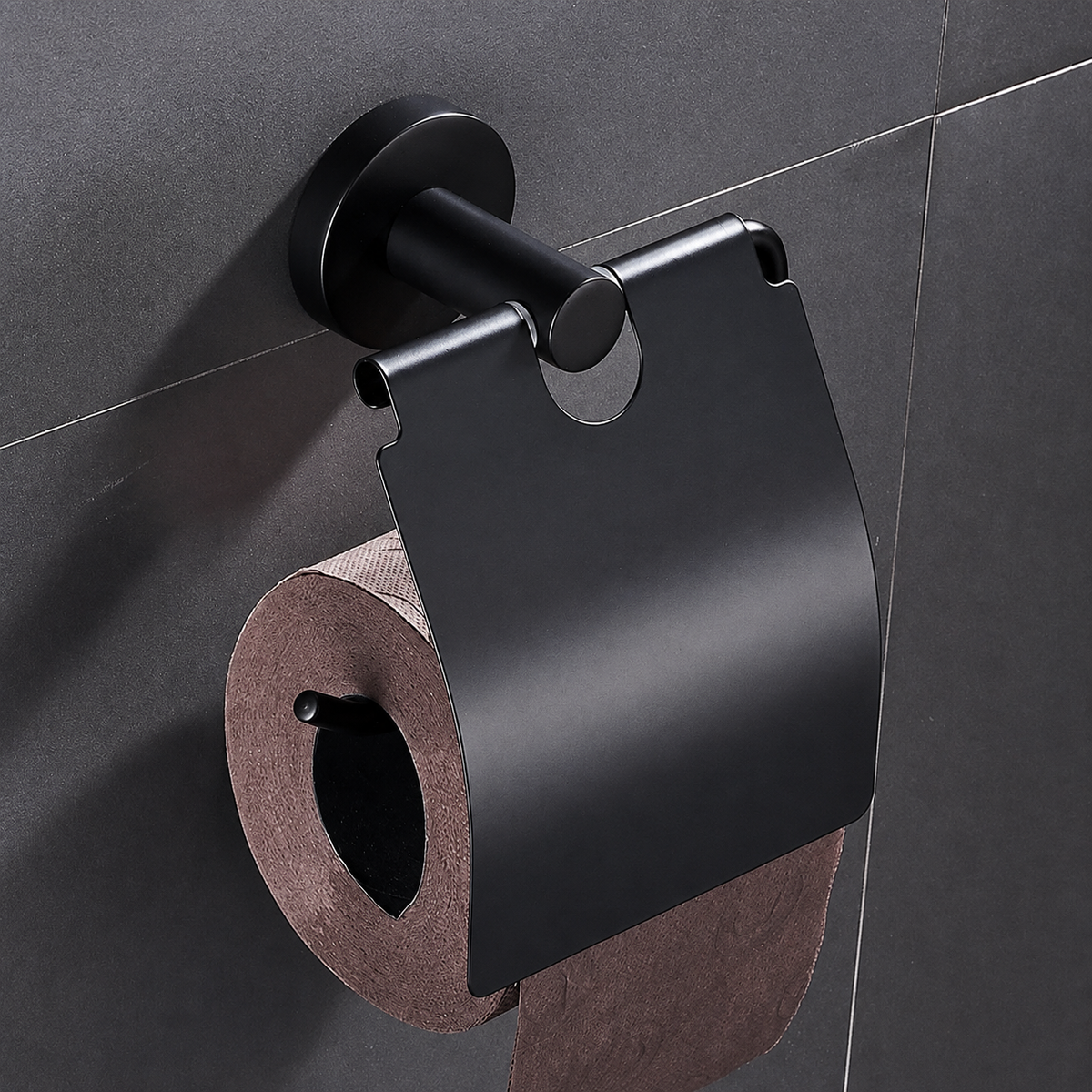 Porte Papier Toilette avec Protection avec Socle en Noir