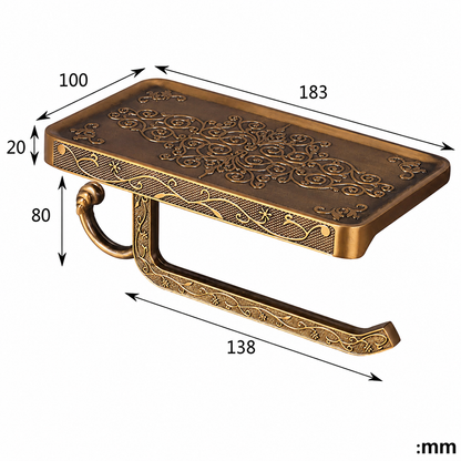 Porte Papier Toilette en Laiton Antique Dimensions