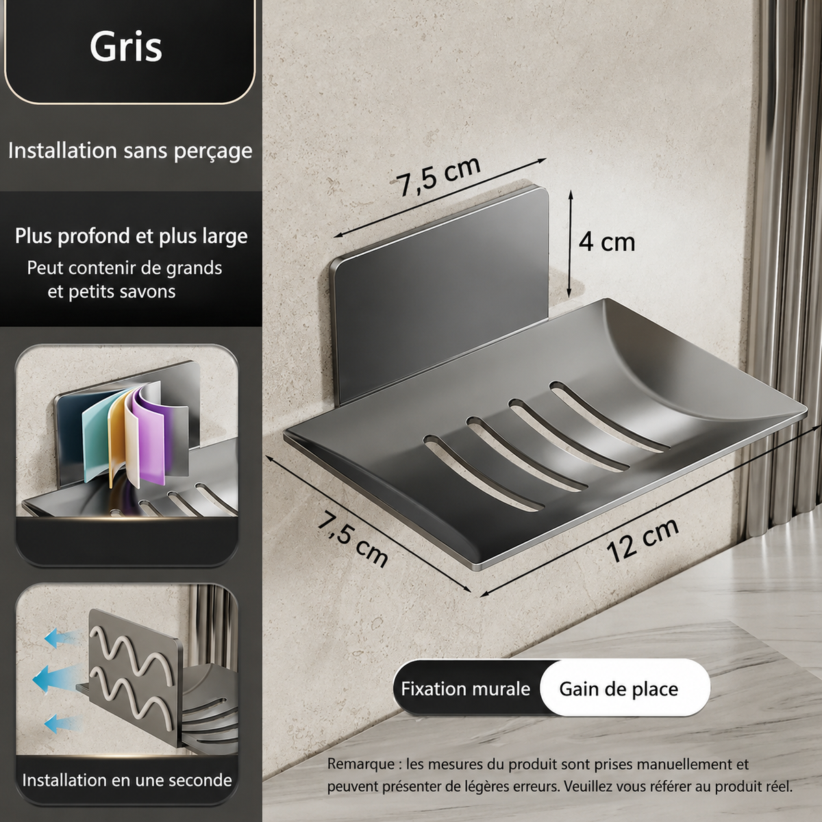 Porte Savon Compact en Gris