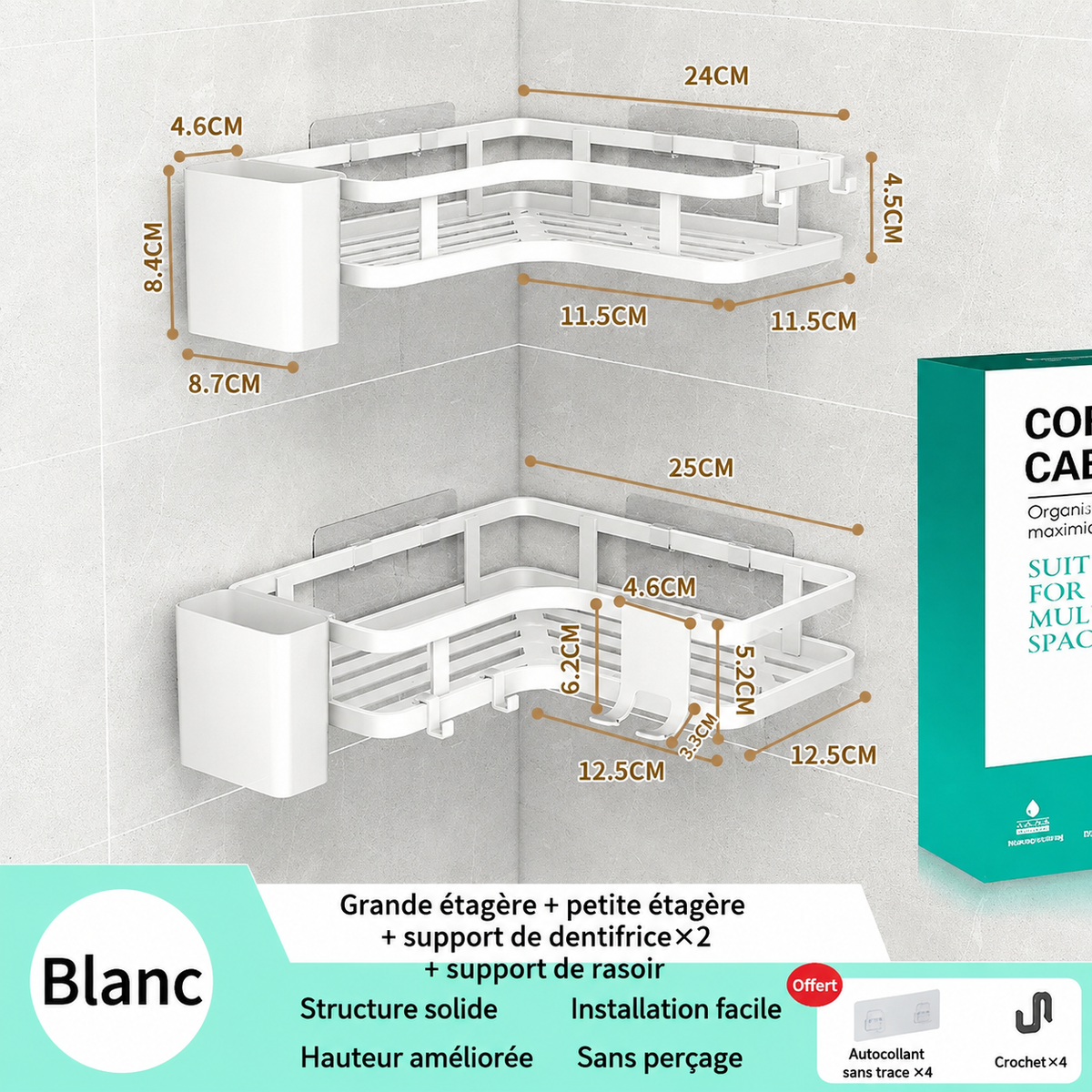 Porte Savon Triangulaire en Blanc Type B
