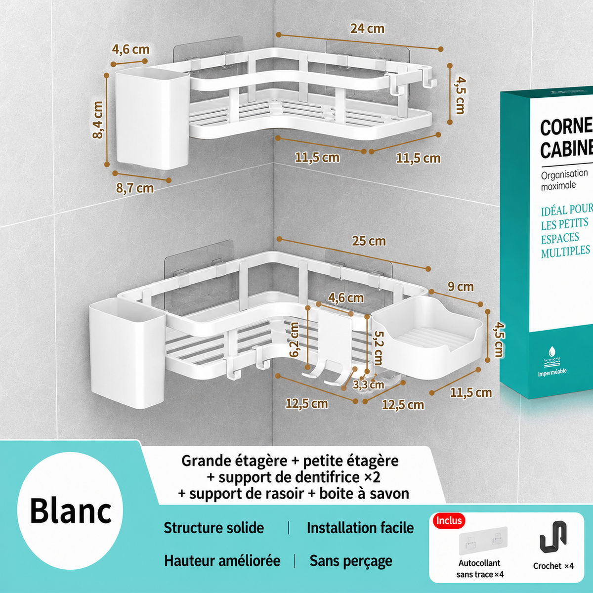 Porte Savon Triangulaire en Blanc Type C