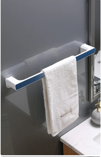 Porte-Serviettes 46cm à Ventouse Sans Perçage - Barre Murale avec Crochets Salle de Bain