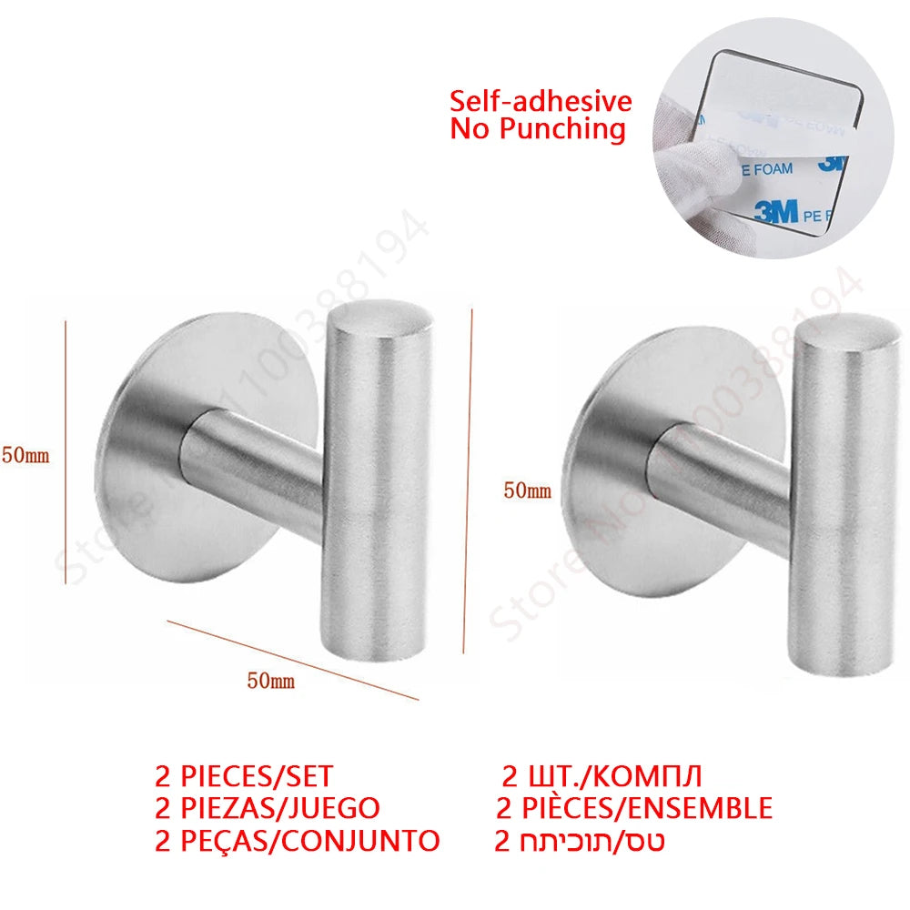 Porte-Papier Toilette Adhésif Mural - Acier Inoxydable Argent Or Noir Salle de Bain Cuisine