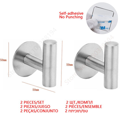 Porte-Papier Toilette Adhésif Mural - Acier Inoxydable Argent Or Noir Salle de Bain Cuisine