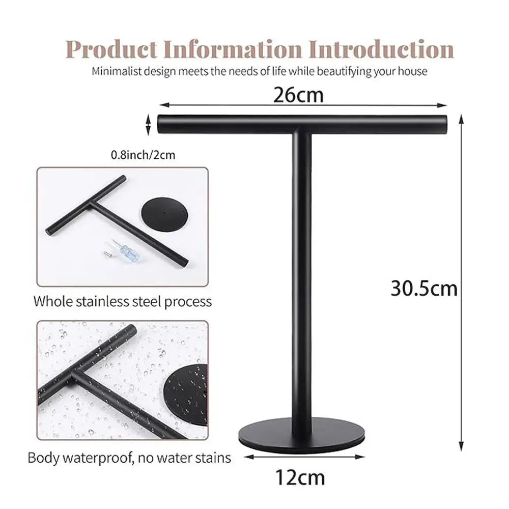 Stainless Steel Towel Rack Free Standing T-Shape Towel Bar Rack Bath Towel Bar Stand For Bathroom Kitchen Vanity Countertop