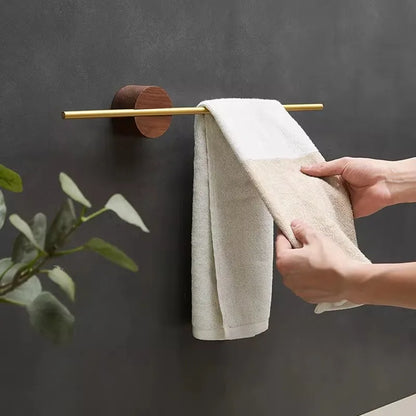 Porte-Serviettes Mural en Bois de Noyer 40/50cm - Barre Coulissante Sans Perçage Salle de Bain