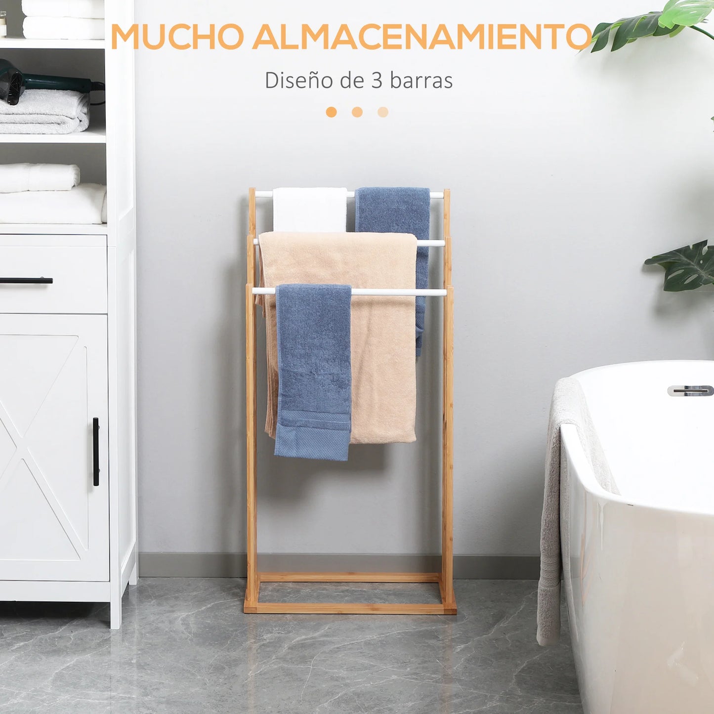 Porte-serviettes sur Pied en Bambou