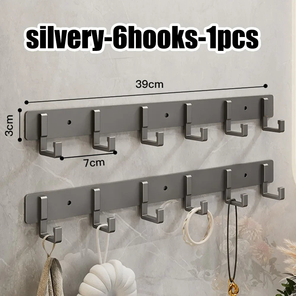 Crochets de Porte Aluminium Sans Perçage - Porte-Vêtements Rangement Chambre Salle de Bain