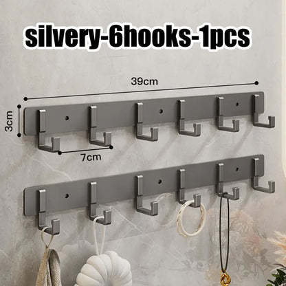 Crochets de Porte Aluminium Sans Perçage - Porte-Vêtements Rangement Chambre Salle de Bain