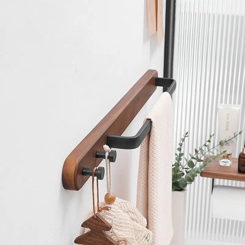 Porte-serviettes en Bois Brûlé Rustique