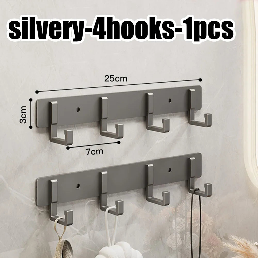 Crochets de Porte Aluminium Sans Perçage - Porte-Vêtements Rangement Chambre Salle de Bain