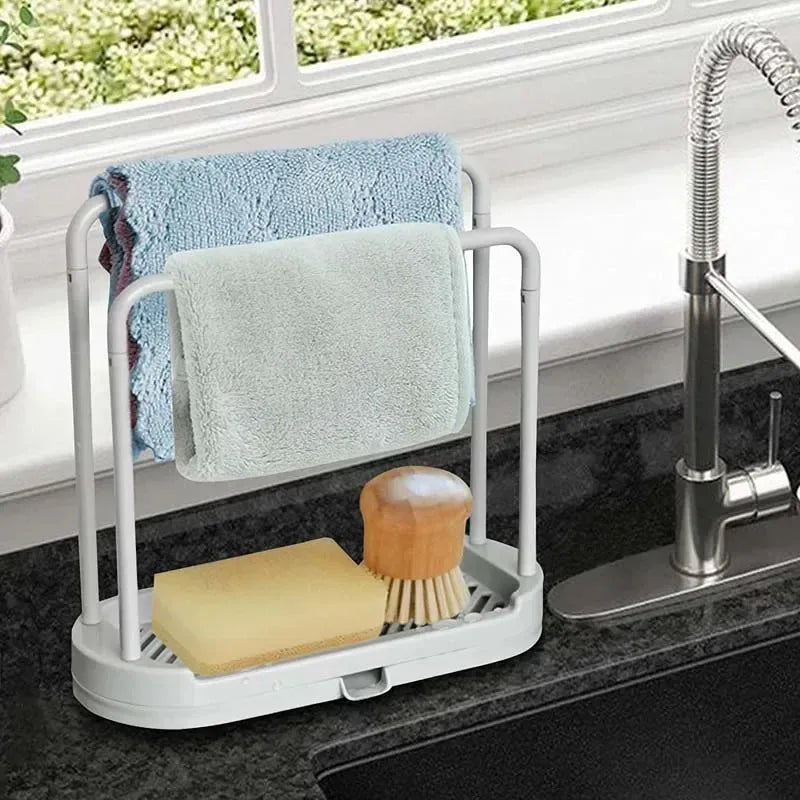 Panier de Drainage Évier avec Support - Porte-Éponge Lavette Organisateur Cuisine