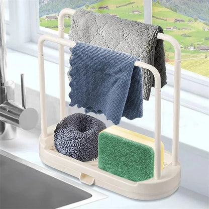 Panier de Drainage Évier avec Support - Porte-Éponge Lavette Organisateur Cuisine