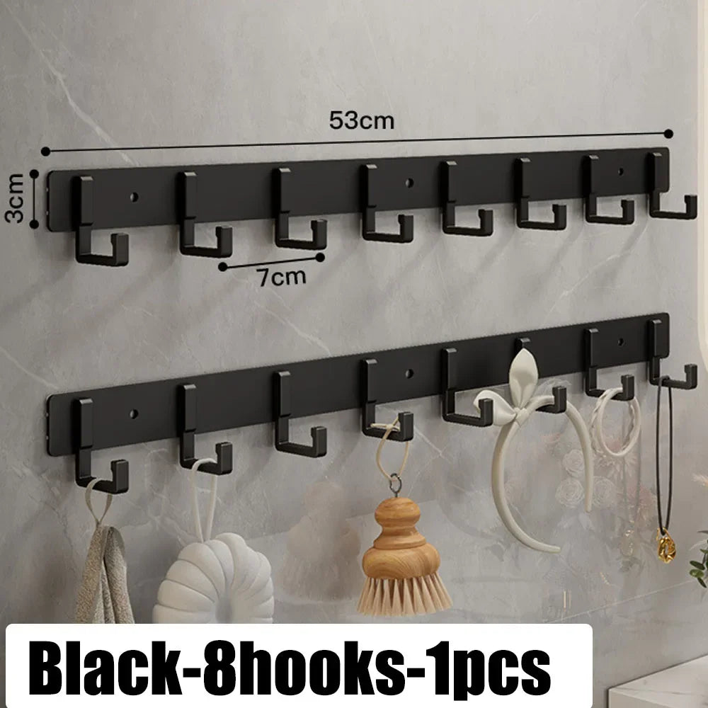 Crochets de Porte Aluminium Sans Perçage - Porte-Vêtements Rangement Chambre Salle de Bain